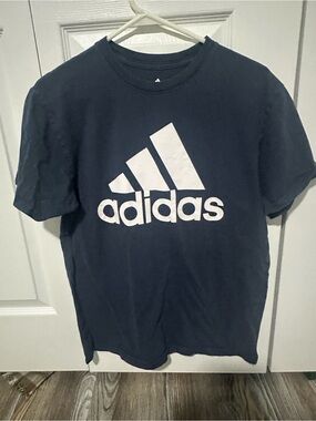 adidas Navy Blue Golf Logo Tee with White Branding